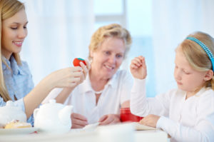 Mom and Daughters Sewing
